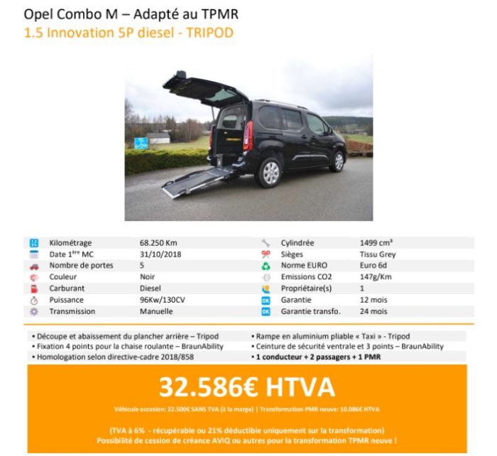 Opel Combo M - Véhicule adapté