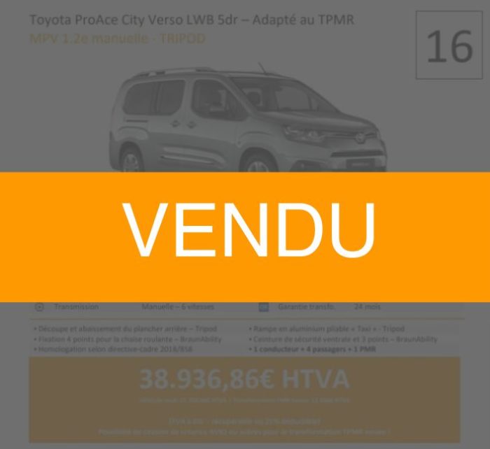 Toyota proace city verso 16 - Vendu