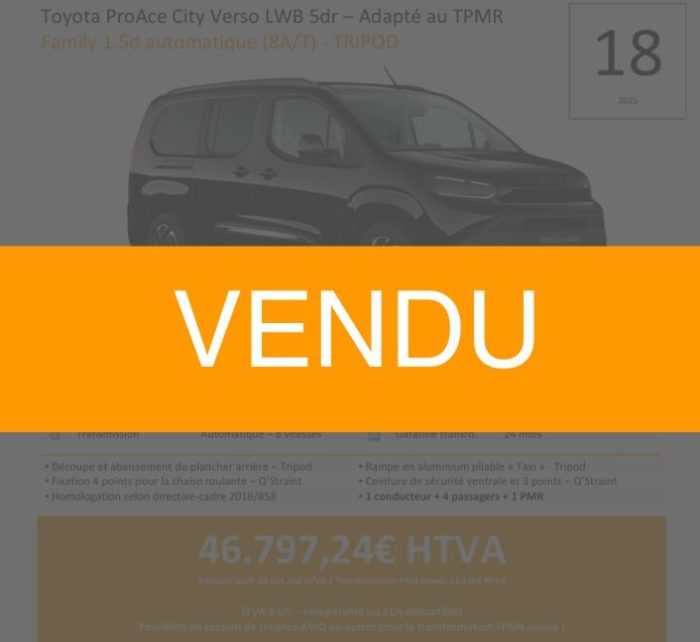 Toyota Proace City 18/2025 - Vendu